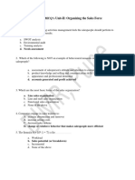 MCQ's Unit-II: Organizing The Sales Force: D. Needs Assessment