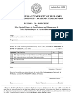 Sabaragamuwa University Aptitude Test 2018 Paying in Voucher