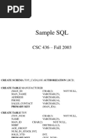 Sample SQL: CSC 436 - Fall 2003