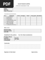 Interview Assessment Form