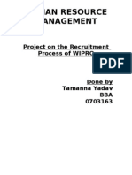 Human Resource Management: Project On The Recruitment Process of WIPRO