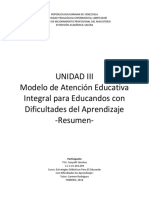 Cuadro Resumen Modelo de Atención Educativa Integral para Educandos Con Dificultades Del Aprendizaje Venezuela