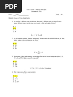 Yeske, Eryn Counting Principles Unit Exam KEY