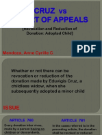 Cruz Vs Court of Appeals: (Revocation and Reduction of Donation: Adopted Child)