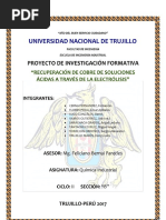 Lixiviación y Electrolisis de Mineral de Cobre