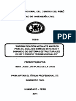 Automatizacion Mediante Macros para Analisis Sisimicao Estatico y Dinamico de Sistemas Estructurales en 2D y Pseudo Tridimensionales