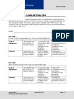 Participant Self-Evaluation Form: Day One