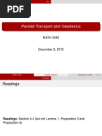 Parallel Transport and Geodesics