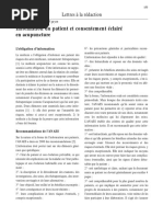 Information Du Patient Et Consentement Éclairé en Acupuncture