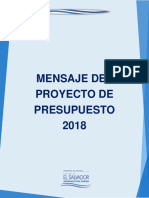 Mensaje Del Proyecto Del Presupuesto 2018 El Salvador