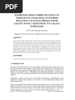 Examining Risk Communication of Samsung by Analysing Customer Reaction On Social Media: From Galaxy Note 7 Explosion To Galaxy S8 Release