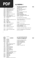 Algebra I: Date Lesson Possibe Assignment