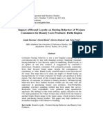 Impact of Brand Loyalty On Buying Behavior of Women Consumers For Beauty Care Products-Delhi Region