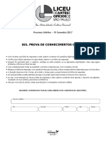 2017 Liceu Prova de Conhecimentos Gerais Processo Seletivo Automação Industrial 2 Semestre 2017