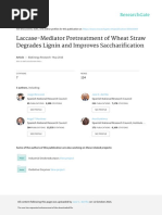 Laccase Mediator Pretreatment of Wheat Straw