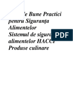 Ghid de Bune Practici Pentru Siguranţa Alimentelor Sistemul de Siguranţa Alimentelor HACCP Produse Culinare