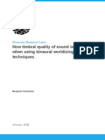 How Timbral Quality of Sound Is Affected When Using Binaural Worldizing Techniques