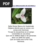 Poema Bella Monja Blanca de Guatemala