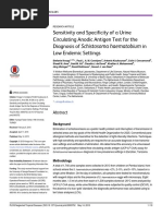 Sensitivity and Specificity of A Urine Circulating Anodic Antigen Test For The Diagnosis of Schistosoma Haematobium in Low Endemic Settings