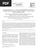 Evaluating Microtox As A Tool For Biodegradability Assessment of Partially Treated Solutions of Pesticides Using Fe and Tio Solar Photo-Assisted Processes