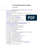 Timeline of The Protestant Reformation in England