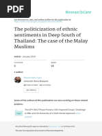 The Politicization of Ethnic Sentiments in Deep South of Thailand: The Case of The Malay Muslims