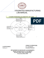 Computer Integrated Manufacturing Lab Manual: Subject Supervisor: Lab Incharge