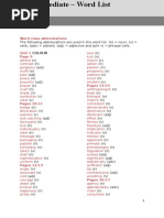Word Class Abbreviations: Wordlist