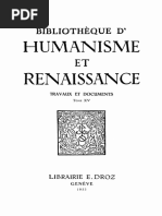 Bibliotheque D'humanisme Et Renaissance Tome XV Nos. 1-3 1953 PDF