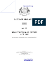 Act 381 Registration of Guests Act 1965