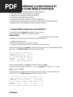 Moyenne, Médiane, Classe Modale Et Dispersion D'Une Série Statistique