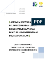 Asesmen Terhadap Kejiwaan Pelaku Kejahatan Untuk Penetapan Tersangka Dalam Proses Peradilan ZZZZZZZZZZZZ