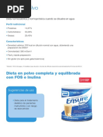 Nutricion (Adulta e Infantil) - Dietas Estandar Orales - Con Fibra - EnSURE POLVO