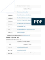 Fechas Cívicas de Marzo