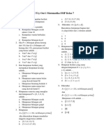 Soal Try Out 1 Matematika SMP Kelas 7