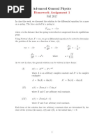 Homework Assignment 1: Advanced General Physics Fall 2017