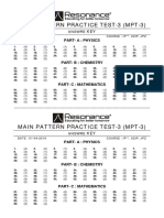 Main Pattern Practice Test-3 (Mpt-3) : KEY Part-A: Physics