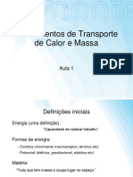 Fundamentos de Transporte de Calor e Massa - Aula 1