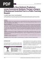 Effect of Single-Dose Antibiotic Prophylaxis Versus Conventional Antibiotic Therapy in Surgery A Randomized Controlled Trial in A Public Teaching Hospital