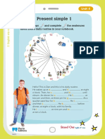 Present Simple 1: Look, Copy and Complete The Sentences About Dan's Daily Routine in Your Notebook