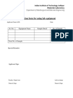 Application Form For Materials Lab Equipment PDF