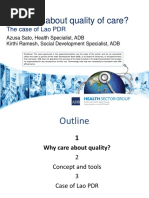 Why Care About Quality of Care? - The Case of Lao PDR' Health System