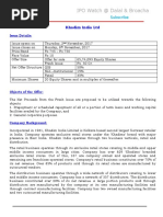 Khadim India LTD - IPO Note