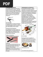 Tabla de Comparacion de Las Transmisiones Manual y Automatico