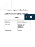 Restaurant Management System: Software Requirement Specifications