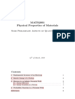 MATS2001 Physical Properties of Materials: Some Preliminary Aspects of Quantum Physics