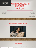 Entrepreneurship Project: Biocon: Submitted To-Submitted by - Dr. Abha Aman Bajaj 237/15 Bcom LLB (Hons.)