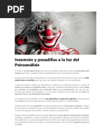 Insomnio y Pesadillas A La Luz Del Psicoanálisis