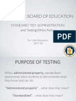 Utah State Board of Education: Standard Test Administration and Testing Ethics Policy