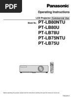 Pt-Lb80Ntu PT-LB80U PT-LB78U Pt-Lb75Ntu PT-LB75U: Operating Instructions